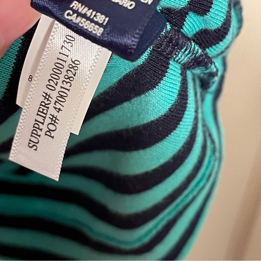 CHAPS Seafoam Green Navy Blue Stripe V-Neck Top T-Shirt Blouse Plus Size 2X NEW - Picture 6 of 8